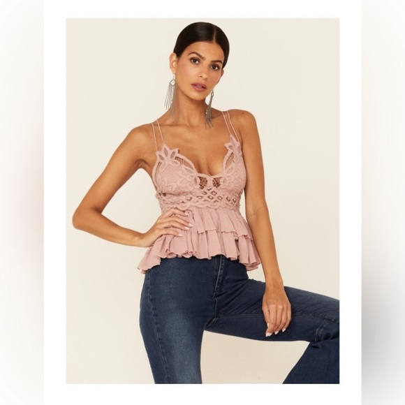 Free People Tops - NEW Free People Adela lace bralette bra top in mauve NEW in package! NWT Size S
